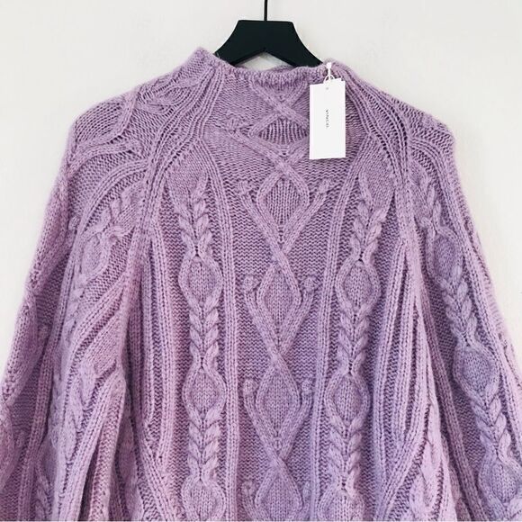 New! Vince Aran Raglan Alpaca Merino Wool Mock Neck Super Soft Lilac Sweater - Picture 6 of 14